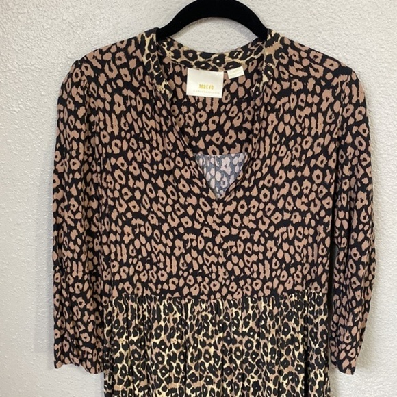 Anthropologie Maeve Juno Animal Printed V-Neck Dress Size Small - Picture 3 of 10